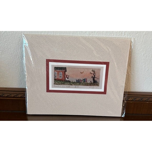 Vtg 1991 Original PRINT Signed OH Artist Ed Gifford Matted Teachers Fire Drill - Picture 2 of 4